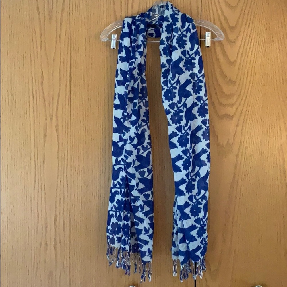 Old Navy Blue and White Floral Scarf